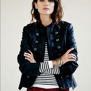 Free People Military Vegan Leather Jacket